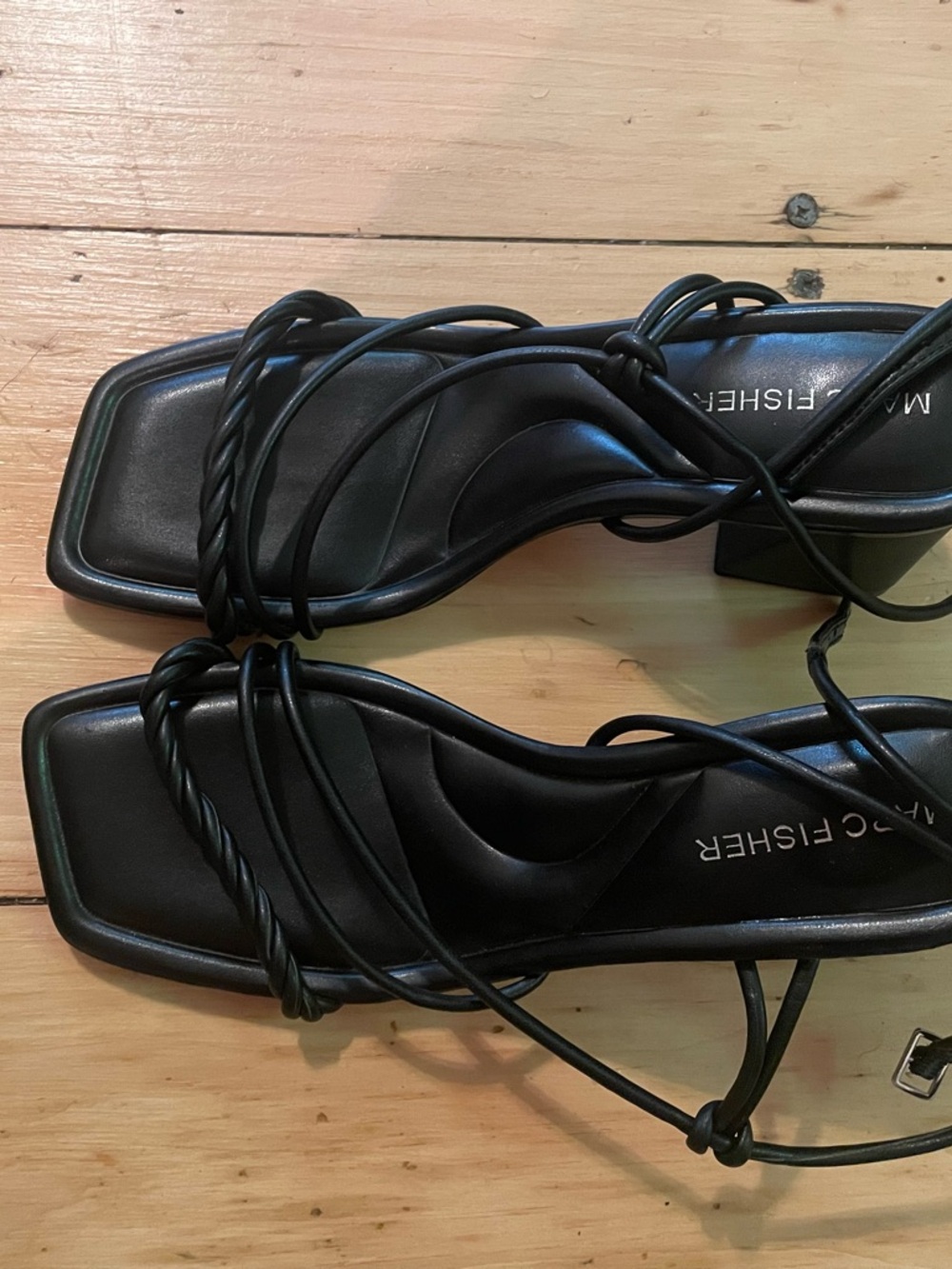 Marc Fisher black strappy block heel sandals